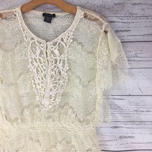 Timing sheer Crotchet lace blouse top